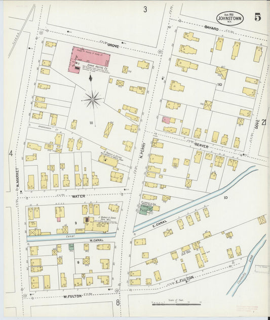 Sanborn Fire Insurance Map from Johnstown, Fulton County, New York (1902), Sheet #0005 - Historic Sanborn Fire Insurance Map Print, vintage old map wall art, antique decor, genealogy gift, New York New York map