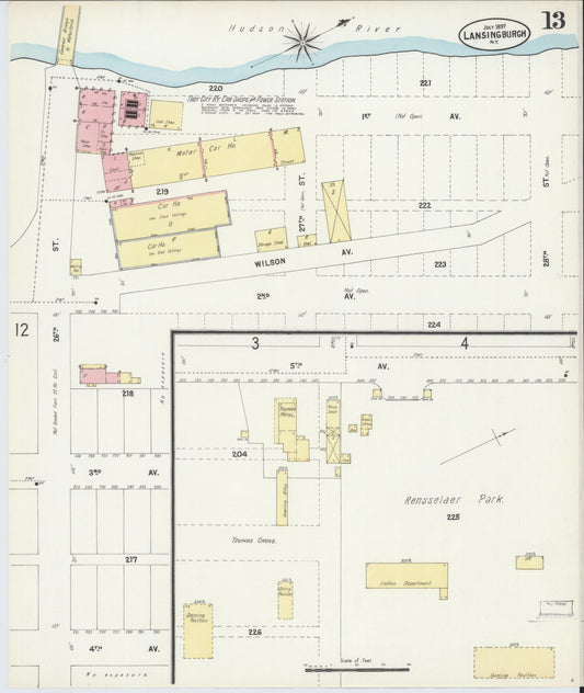 Sanborn Fire Insurance Map from Lansingburg, Rensselaer County, New York (1897), Sheet #0013 - Historic Sanborn Fire Insurance Map Print, vintage old map wall art, antique decor, genealogy gift, New York New York map