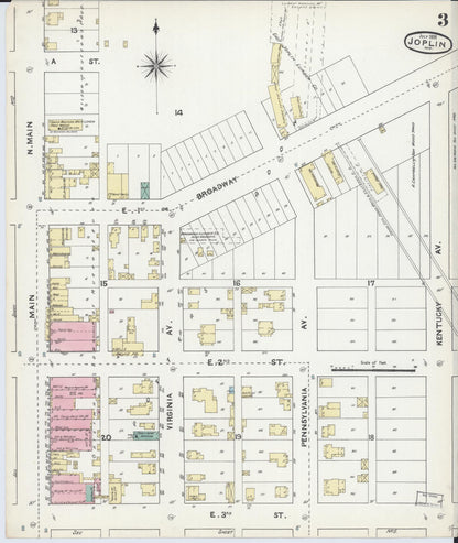 Sanborn Fire Insurance Map from Joplin, Jasper County, Missouri (1891), Sheet #0003 - Complete Map Set gallery image, historic Sanborn map, vintage wall art, Missouri Missouri