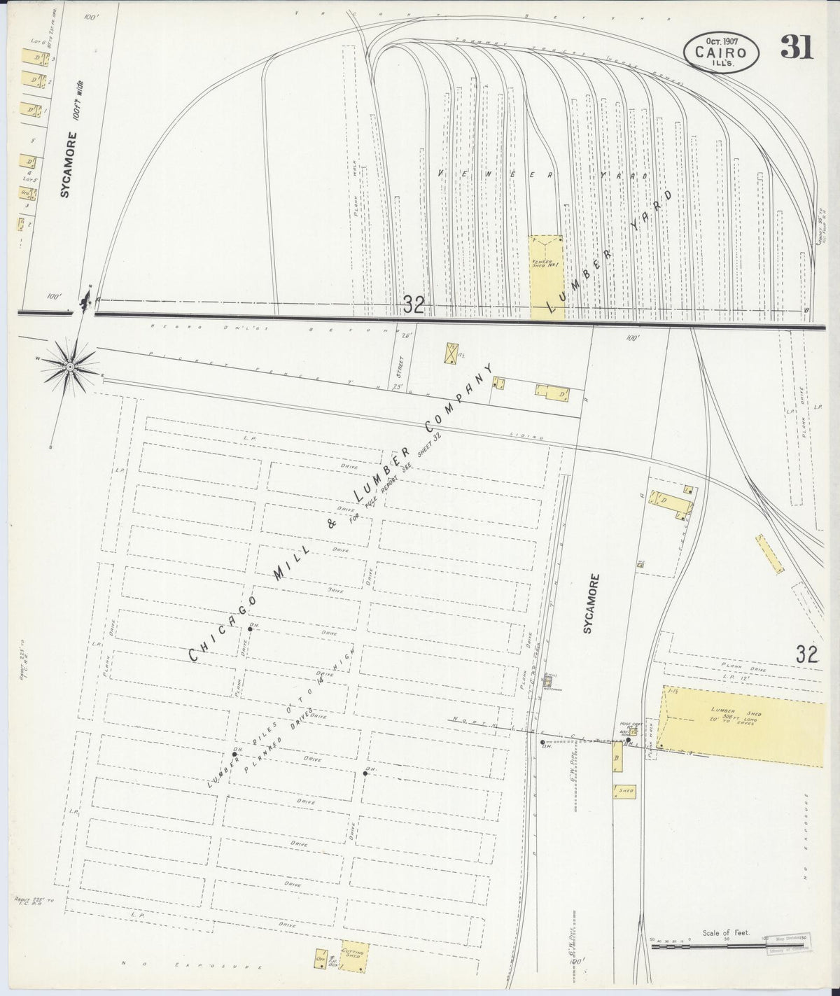 Sanborn Fire Insurance Map from Cairo, Alexander County, Illinois (1907), Sheet #0031 - Complete Map Set gallery image, historic Sanborn map, vintage wall art, Illinois Illinois