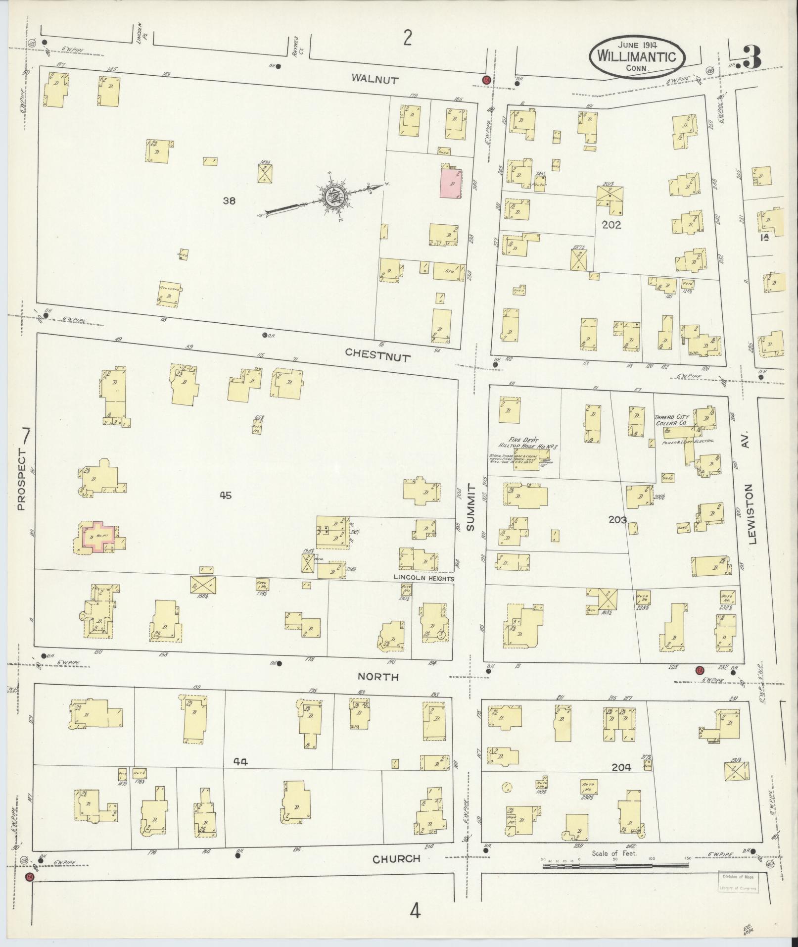 Sanborn Fire Insurance Map from Willimantic, Windham County, Connecticut (1914), Sheet #0003 - Historic Sanborn Fire Insurance Map Print, vintage old map wall art, antique decor, genealogy gift, Connecticut Connecticut map