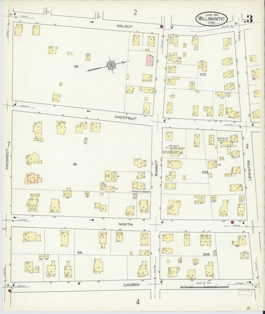 Sanborn Fire Insurance Map from Willimantic, Windham County, Connecticut (1914), Sheet #0003 - Historic Sanborn Fire Insurance Map Print, vintage old map wall art, antique decor, genealogy gift, Connecticut Connecticut map