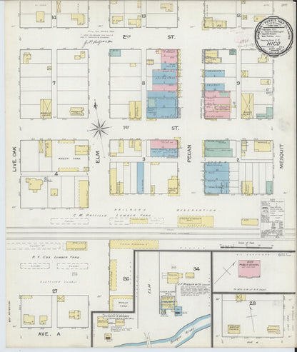 Sanborn Fire Insurance Map from Hico, Hamilton County, Texas (1893), Sheet #0001 - Historic Sanborn Fire Insurance Map Print, vintage old map wall art, antique decor, genealogy gift, Texas Texas map