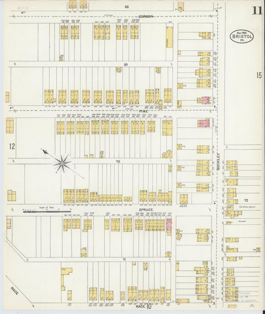 Sanborn Fire Insurance Map from Bristol, Bucks County, Pennsylvania (1903), Sheet #0011 - Historic Sanborn Fire Insurance Map Print, vintage old map wall art, antique decor, genealogy gift, Pennsylvania Pennsylvania map
