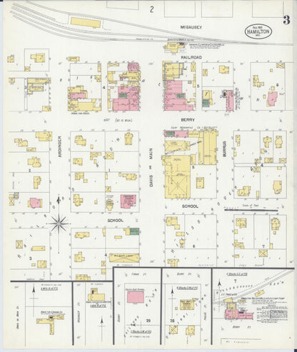 Sanborn Fire Insurance Map from Hamilton, Caldwell County, Missouri (1901), Sheet #0003 - Complete Map Set gallery image, historic Sanborn map, vintage wall art, Missouri Missouri