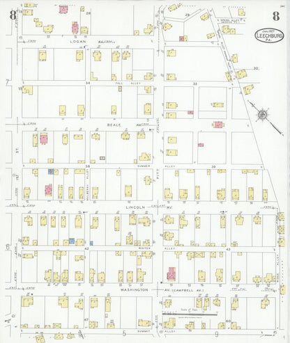 Sanborn Fire Insurance Map from Leechburg, Armstrong County, Pennsylvania (1927), Sheet #0008 - Complete Map Set gallery image, historic Sanborn map, vintage wall art, Pennsylvania Pennsylvania