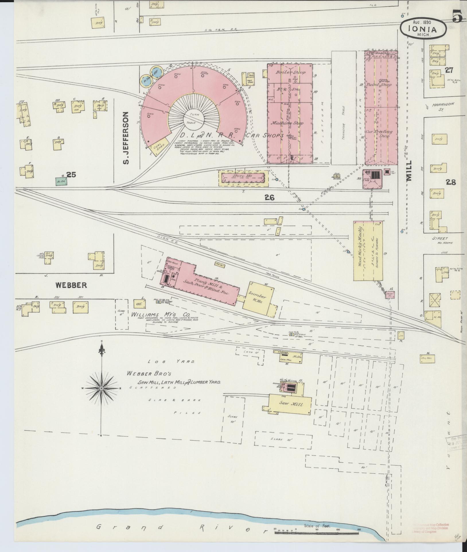 Sanborn Fire Insurance Map from Ionia, Ionia County, Michigan (1890), Sheet #0005 - Complete Map Set gallery image, historic Sanborn map, vintage wall art, Michigan Michigan