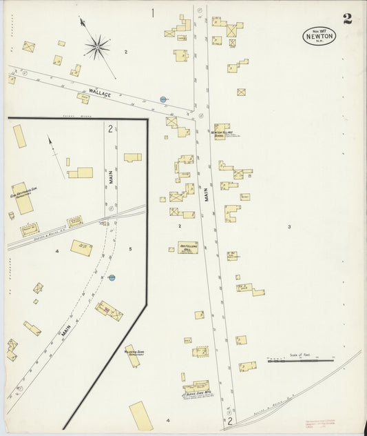 Sanborn Fire Insurance Map from Newton, Rockingham County, New Hampshire (1907), Sheet #0002 - Historic Sanborn Fire Insurance Map Print, vintage old map wall art, antique decor, genealogy gift, New Hampshire New Hampshire map