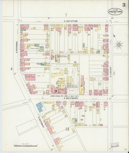 Sanborn Fire Insurance Map from Hagerstown, Washington County, Maryland (1897), Sheet #0003 - Complete Map Set gallery image, historic Sanborn map, vintage wall art, Maryland Maryland