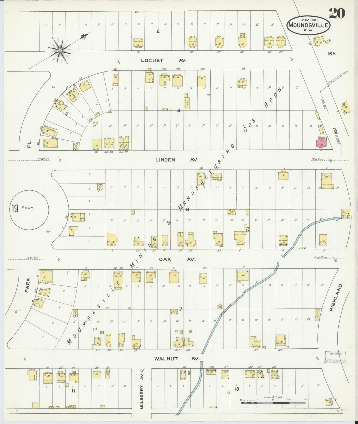 Sanborn Fire Insurance Map from Moundsville, Marshall County, West Virginia (1909), Sheet #0020 - Complete Map Set gallery image, historic Sanborn map, vintage wall art, West Virginia West Virginia
