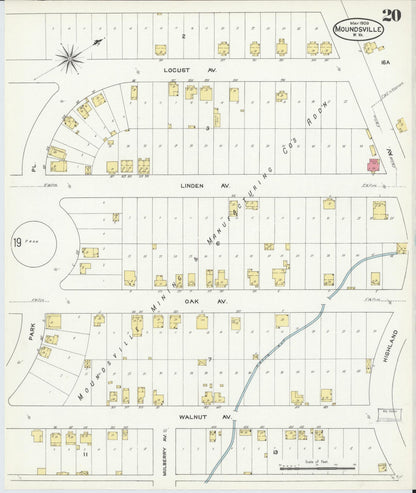 Sanborn Fire Insurance Map from Moundsville, Marshall County, West Virginia (1909), Sheet #0020 - Complete Map Set gallery image, historic Sanborn map, vintage wall art, West Virginia West Virginia