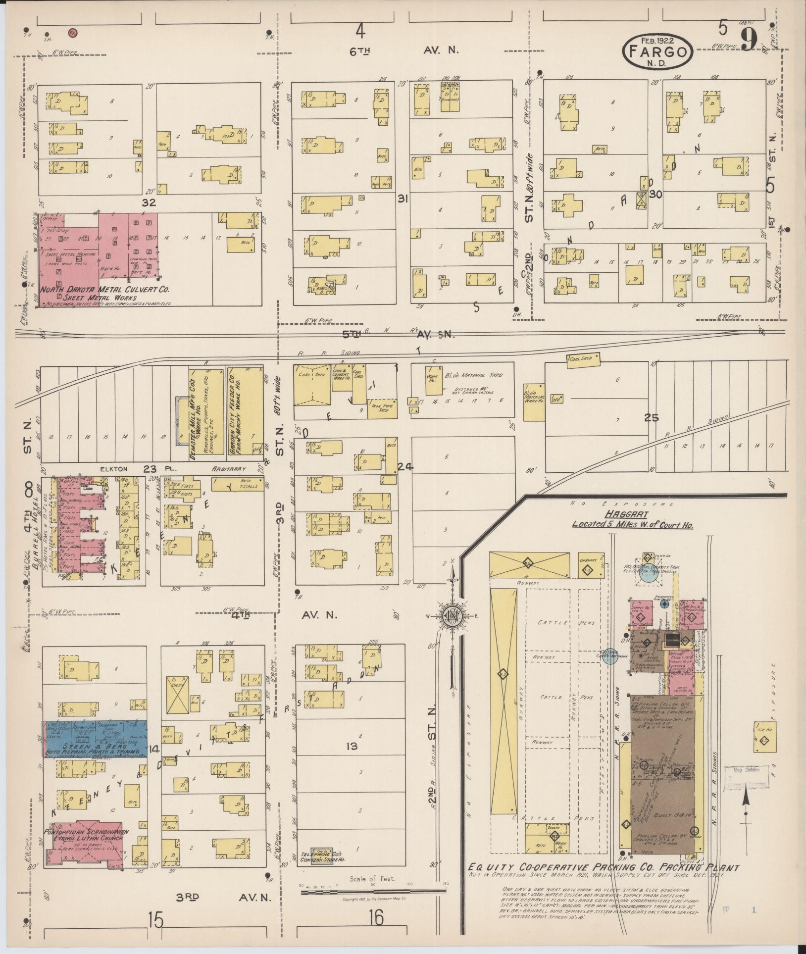 Sanborn Fire Insurance Map from Fargo, Cass County, North Dakota (1922), Sheet #0009 - Complete Map Set gallery image, historic Sanborn map, vintage wall art, North Dakota North Dakota