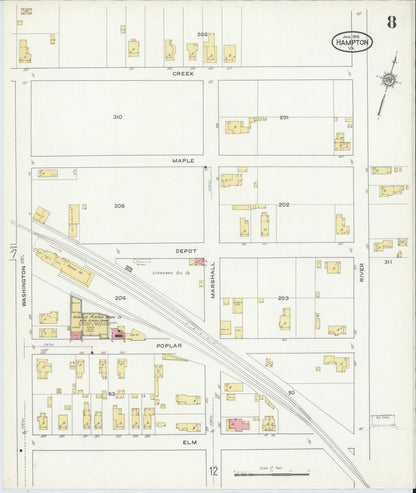 Sanborn Fire Insurance Map from Hampton, Independent Cities, Virginia (1916), Sheet #0008 - Complete Map Set gallery image, historic Sanborn map, vintage wall art, Virginia Virginia
