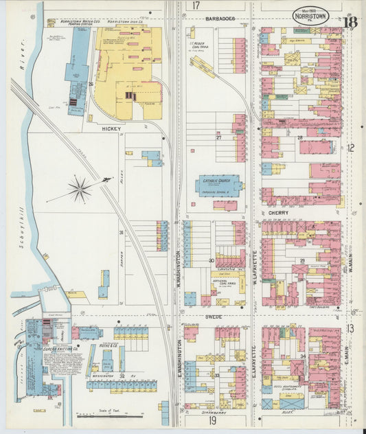 Sanborn Fire Insurance Map from Norristown, Montgomery County, Pennsylvania (1902), Sheet #0018 - Historic Sanborn Fire Insurance Map Print, vintage old map wall art, antique decor, genealogy gift, Pennsylvania Pennsylvania map