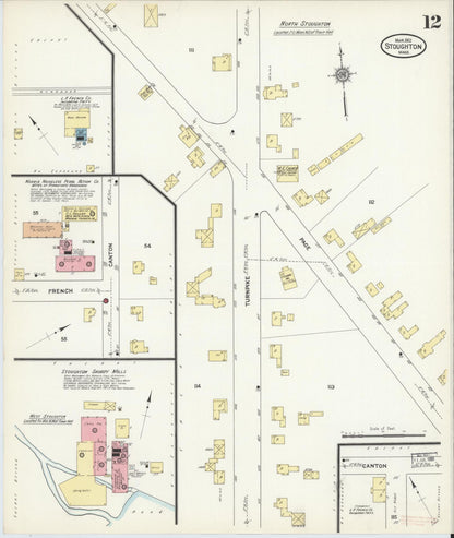 Sanborn Fire Insurance Map from Stoughton, Norfolk County, Massachusetts (1912), Sheet #0012 - Complete Map Set gallery image, historic Sanborn map, vintage wall art, Massachusetts Massachusetts