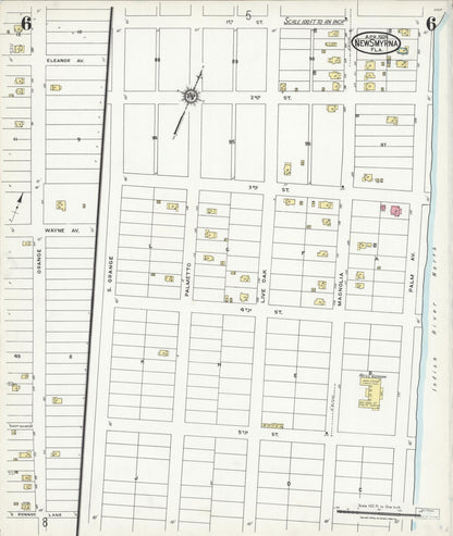 Sanborn Fire Insurance Map from New Smyrna, Valusia County, Florida (1924), Sheet #0006 - Complete Map Set gallery image, historic Sanborn map, vintage wall art, Florida Florida