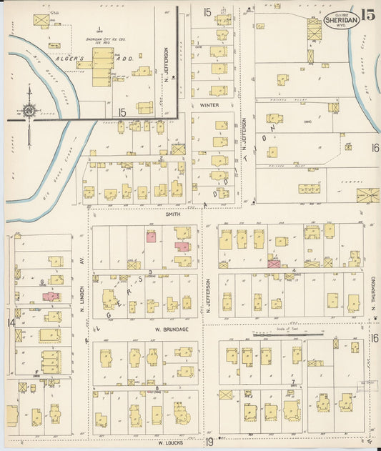 Sanborn Fire Insurance Map from Sheridan, Sheridan County, Wyoming (1912), Sheet #0015 - Historic Sanborn Fire Insurance Map Print, vintage old map wall art, antique decor, genealogy gift, Wyoming Wyoming map