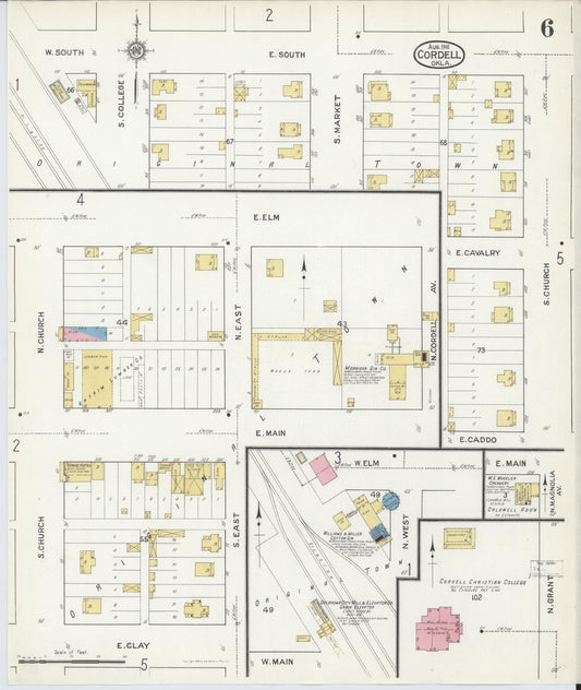 Sanborn Fire Insurance Map from Cordell, Washita County, Oklahoma (1916), Sheet #0006 - Historic Sanborn Fire Insurance Map Print, vintage old map wall art, antique decor, genealogy gift, Oklahoma Oklahoma map