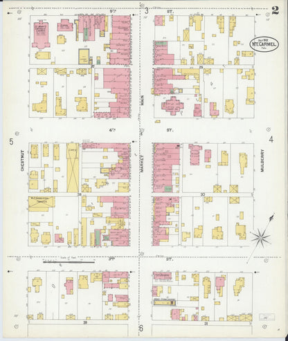 Sanborn Fire Insurance Map from Mount Carmel, Wabash County, Illinois (1902), Sheet #0002 - Complete Map Set gallery image, historic Sanborn map, vintage wall art, Illinois Illinois