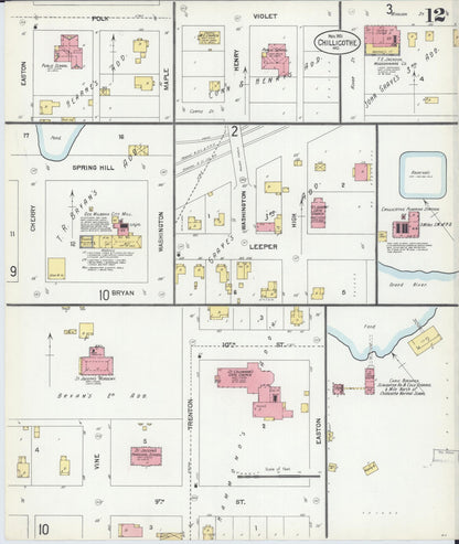 Sanborn Fire Insurance Map from Chillicothe, Livingston County, Missouri (1901), Sheet #0012 - Complete Map Set gallery image, historic Sanborn map, vintage wall art, Missouri Missouri