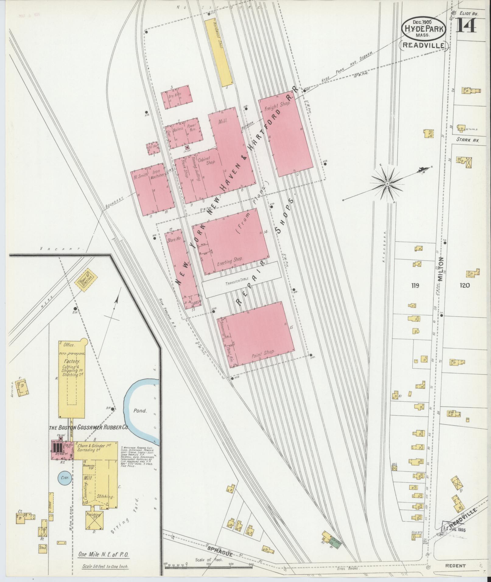 Sanborn Fire Insurance Map from Hyde Park, Norfolk County, Massachusetts (1900), Sheet #0014 - Complete Map Set gallery image, historic Sanborn map, vintage wall art, Massachusetts Massachusetts