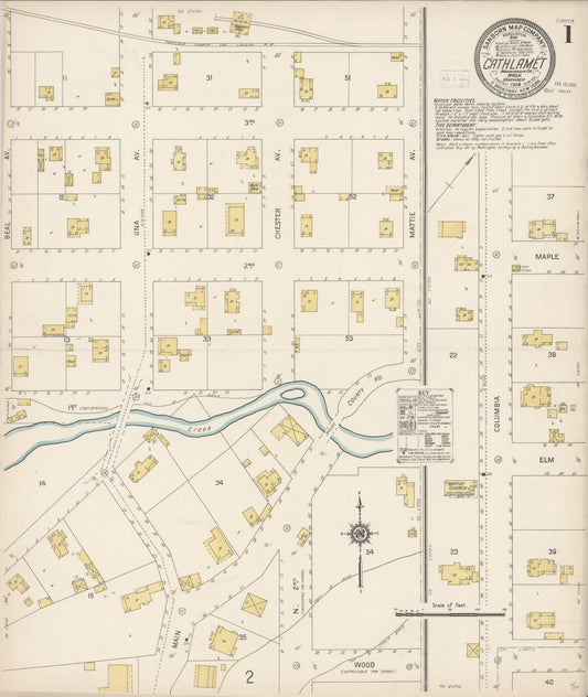 Sanborn Fire Insurance Map from Cathlamet, Wahkiakum County, Washington (1914), Sheet #0001 - Complete Map Set gallery image, historic Sanborn map, vintage wall art, Washington Washington