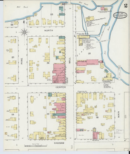 Sanborn Fire Insurance Map from Saint Louis, Gratiot County, Michigan (1893), Sheet #0002 - Complete Map Set gallery image, historic Sanborn map, vintage wall art, Michigan Michigan