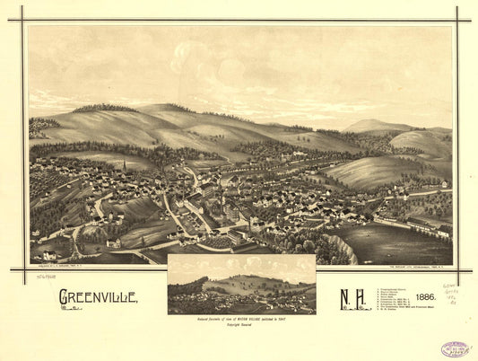 Greenville, N.H. 1886. (1886) – Historic Bird’s-Eye View Panorama Print