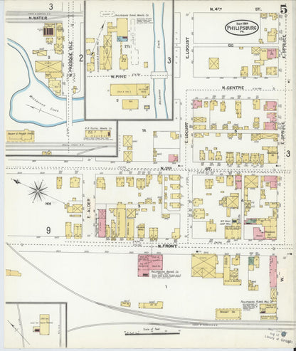 Sanborn Fire Insurance Map from Philipsburg, Centre County, Pennsylvania (1904), Sheet #0005 - Historic Sanborn Fire Insurance Map Print, vintage old map wall art, antique decor, genealogy gift, Pennsylvania Pennsylvania map