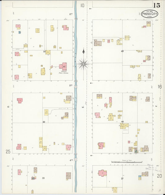 Sanborn Fire Insurance Map from Provo, Utah County, Utah (1900), Sheet #0015 - Historic Sanborn Fire Insurance Map Print, vintage old map wall art, antique decor, genealogy gift, Provo Utah map
