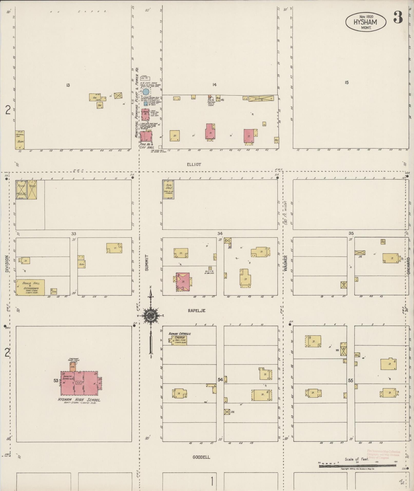 Sanborn Fire Insurance Map from Hysham, Treasure County, Montana (1920), Sheet #0003 - Complete Map Set gallery image, historic Sanborn map, vintage wall art, Montana Montana