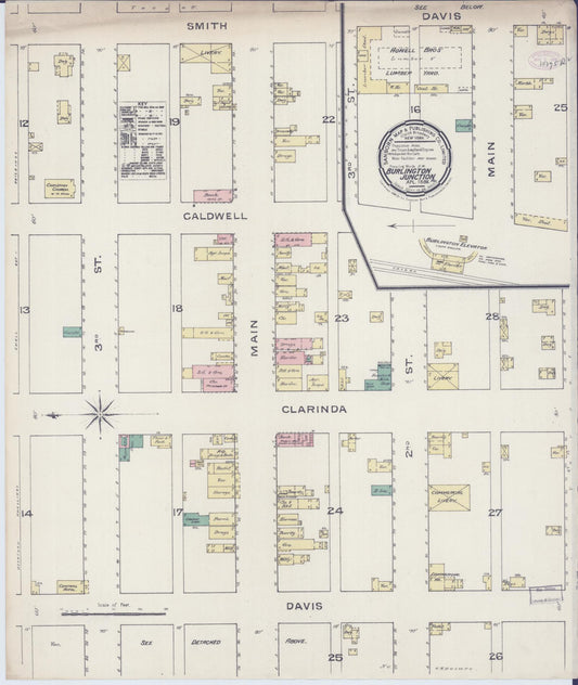 Sanborn Fire Insurance Map from Burlington Junction, Nodaway County, Missouri (1886), Sheet #0001 - Historic Sanborn Fire Insurance Map Print, vintage old map wall art, antique decor, genealogy gift, Missouri Missouri map