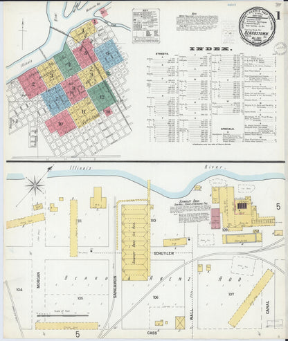 Sanborn Fire Insurance Map from Beardstown, Cass County, Illinois (1900), Sheet #0001 - Historic Sanborn Fire Insurance Map Print, vintage old map wall art, antique decor, genealogy gift, Illinois Illinois map