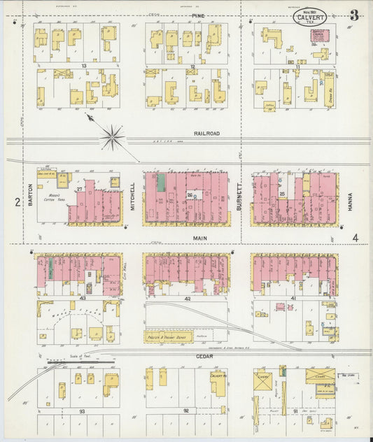 Sanborn Fire Insurance Map from Calvert, Robertson County, Texas (1901), Sheet #0003 - Historic Sanborn Fire Insurance Map Print, vintage old map wall art, antique decor, genealogy gift, Texas Texas map