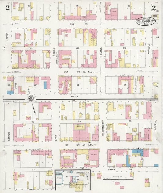 Sanborn Fire Insurance Map from Rio Grande City, Starr County, Texas (1925), Sheet #0002 - Historic Sanborn Fire Insurance Map Print, vintage old map wall art, antique decor, genealogy gift, Texas Texas map