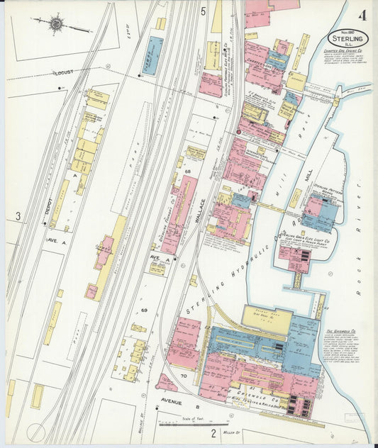 Sanborn Fire Insurance Map from Sterling, Whiteside County, Illinois (1910), Sheet #0004 - Historic Sanborn Fire Insurance Map Print, vintage old map wall art, antique decor, genealogy gift, Illinois Illinois map
