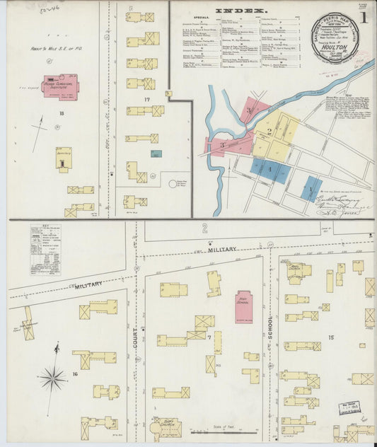 Sanborn Fire Insurance Map from Houlton, Aroostook County, Maine (1894), Sheet #0001 - Complete Map Set gallery image, historic Sanborn map, vintage wall art, Maine Maine