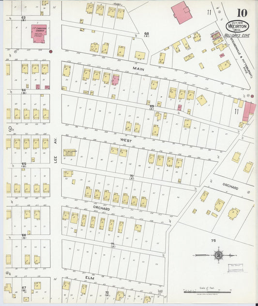 Sanborn Fire Insurance Map from Weirton, Hancock County, West Virginia (1919), Sheet #0010 - Historic Sanborn Fire Insurance Map Print, vintage old map wall art, antique decor, genealogy gift, West Virginia West Virginia map