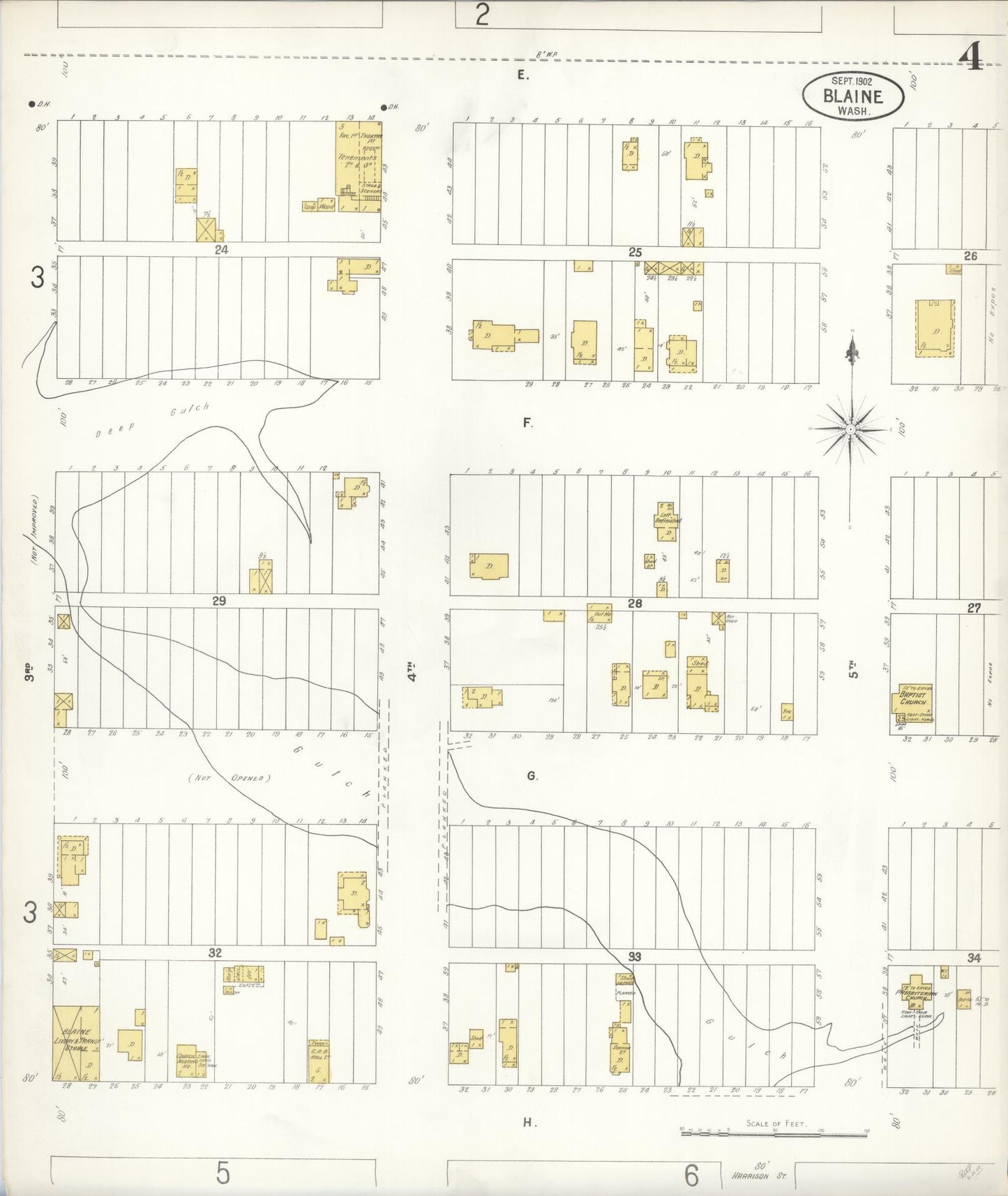 Sanborn Fire Insurance Map from Blaine, Whatcom County, Washington (1902), Sheet #0004 - Complete Map Set gallery image, historic Sanborn map, vintage wall art, Washington Washington