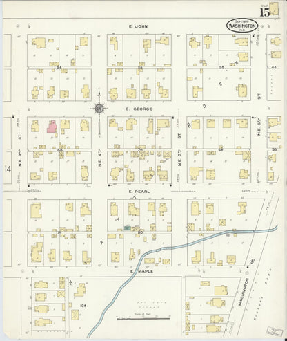 Sanborn Fire Insurance Map from Washington, Daviess County, Indiana (1909), Sheet #0015 - Historic Sanborn Fire Insurance Map Print, vintage old map wall art, antique decor, genealogy gift, Indiana Indiana map