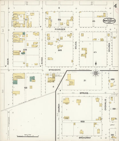 Sanborn Fire Insurance Map from Montesano, Grays Harbor County, Washington (1894), Sheet #0004 - Complete Map Set gallery image, historic Sanborn map, vintage wall art, Washington Washington