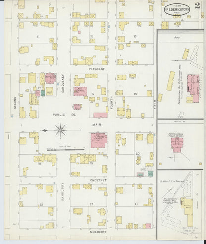 Sanborn Fire Insurance Map from Fredericktown, Knox County, Ohio (1896), Sheet #0002 - Historic Sanborn Fire Insurance Map Print, vintage old map wall art, antique decor, genealogy gift, Ohio Ohio map