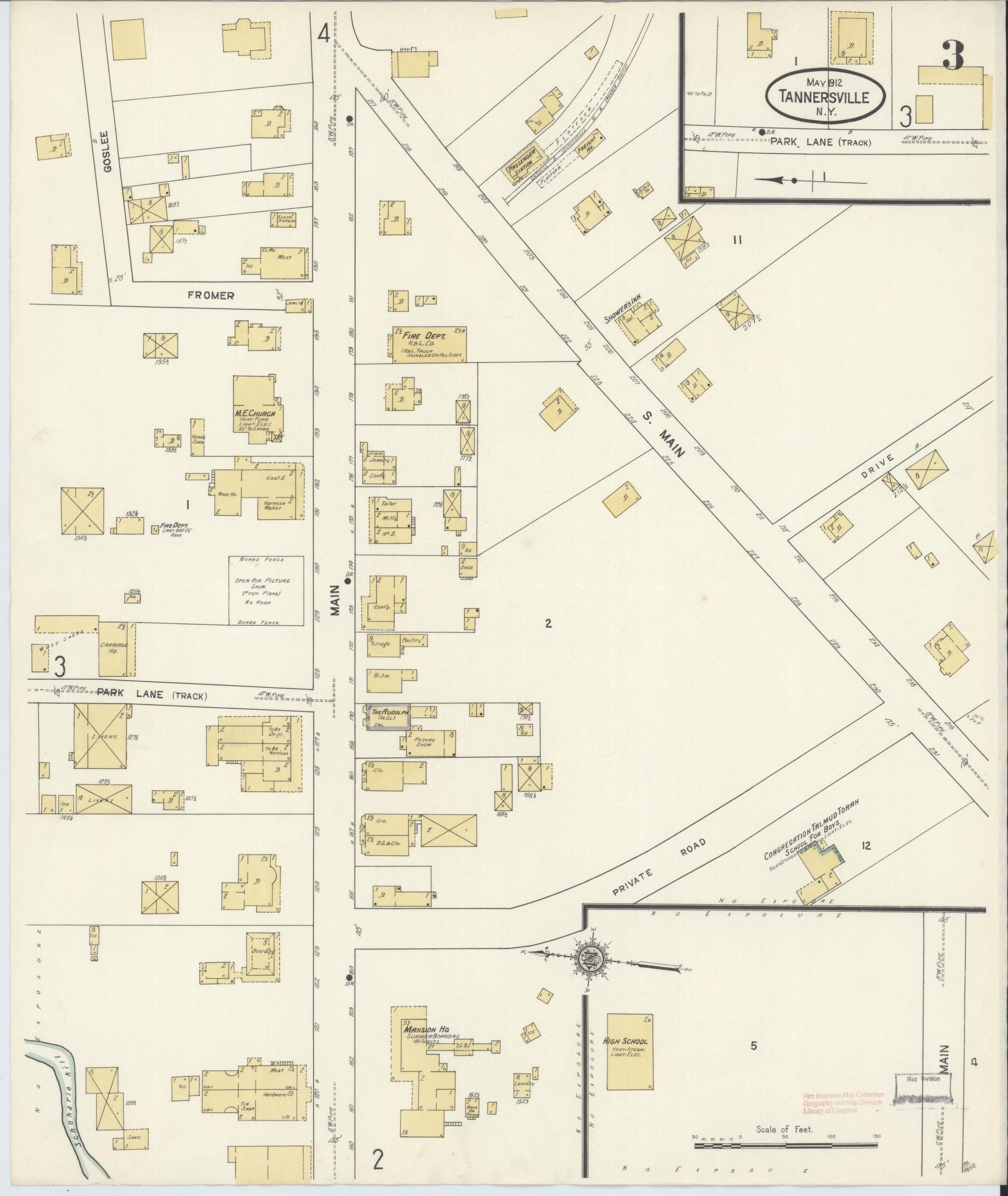 Sanborn Fire Insurance Map from Tannersville, Greene County, New York (1912), Sheet #0003 - Complete Map Set gallery image, historic Sanborn map, vintage wall art, New York New York