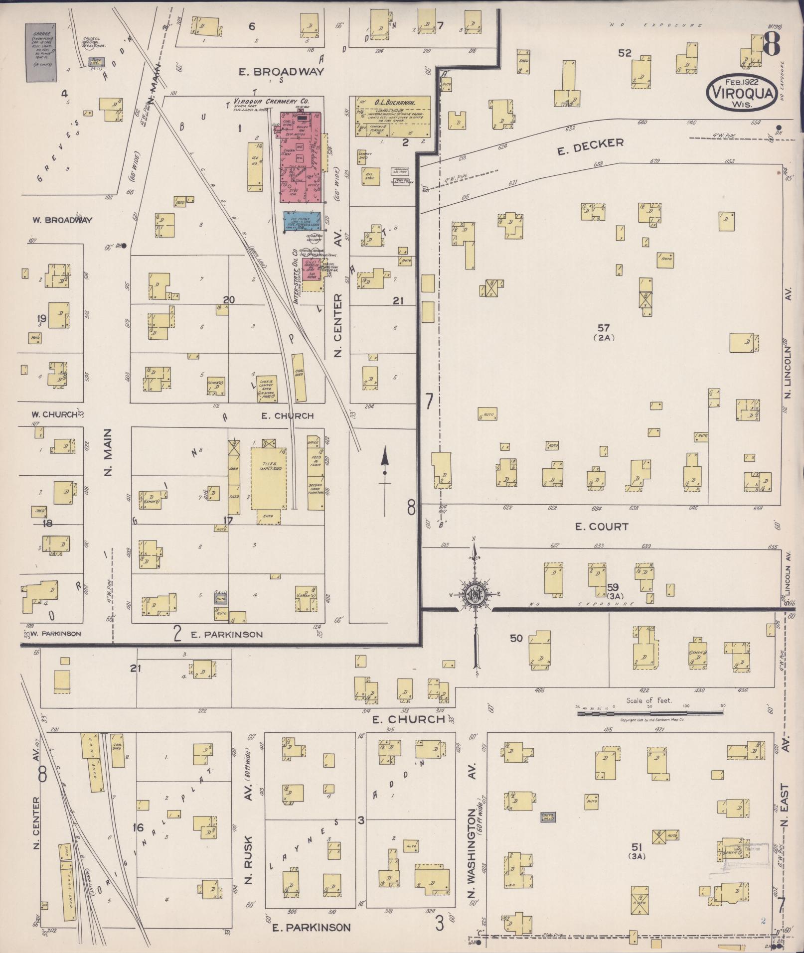 Sanborn Fire Insurance Map from Viroqua, Vernon County, Wisconsin (1922), Sheet #0008 - Complete Map Set gallery image, historic Sanborn map, vintage wall art, Wisconsin Wisconsin