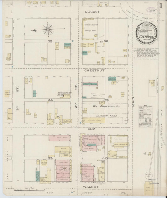 Sanborn Fire Insurance Map from Colorado, Mitchell County, Texas (1886), Sheet #0001 - Complete Map Set gallery image, historic Sanborn map, vintage wall art, Texas Texas