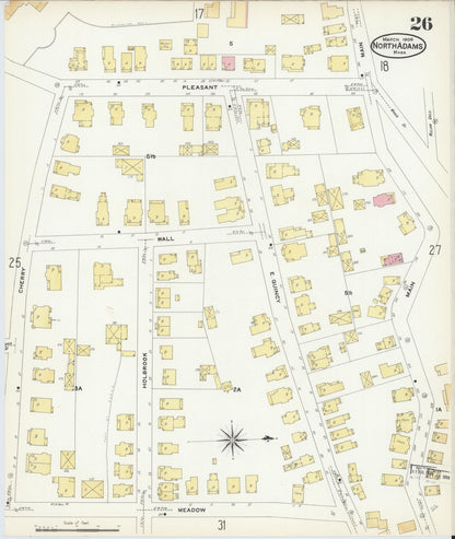 Sanborn Fire Insurance Map from North Adams, Berkshire County, Massachusetts (1908), Sheet #0026 - Historic Sanborn Fire Insurance Map Print, vintage old map wall art, antique decor, genealogy gift, Massachusetts Massachusetts map
