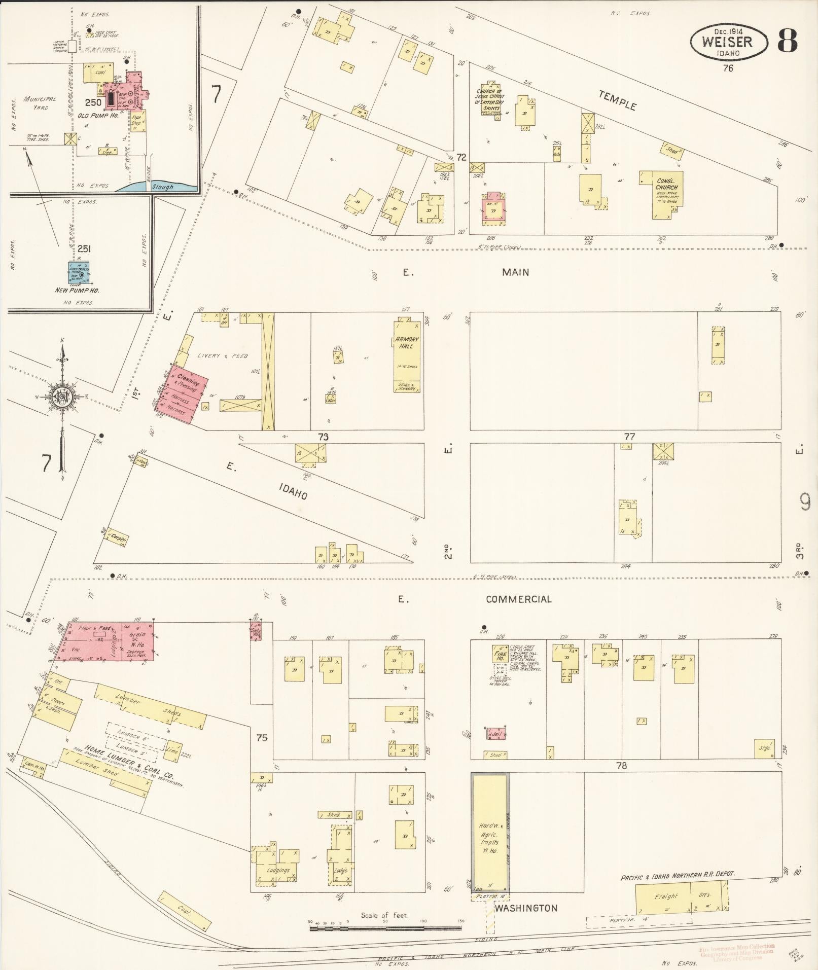 Sanborn Fire Insurance Map from Weiser, Washington County, Idaho (1914), Sheet #0008 - Complete Map Set gallery image, historic Sanborn map, vintage wall art, Idaho Idaho