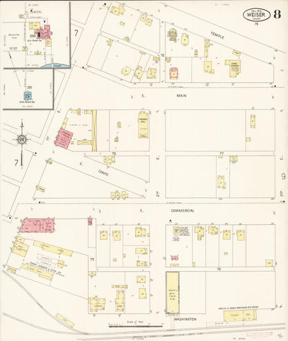 Sanborn Fire Insurance Map from Weiser, Washington County, Idaho (1914), Sheet #0008 - Complete Map Set gallery image, historic Sanborn map, vintage wall art, Idaho Idaho