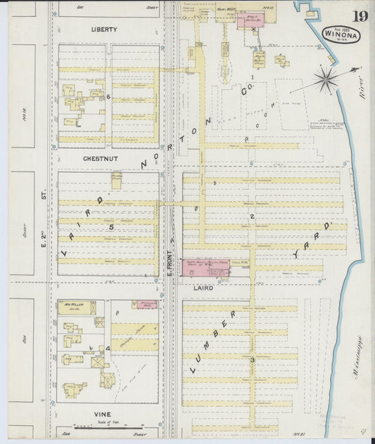 Sanborn Fire Insurance Map from Winona, Winona County, Minnesota (1889), Sheet #0019 - Historic Sanborn Fire Insurance Map Print, vintage old map wall art, antique decor, genealogy gift, Minnesota Minnesota map