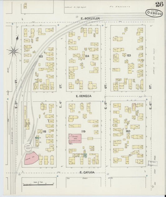 Sanborn Fire Insurance Map from Oswego, Oswego County, New York (1890), Sheet #0026 - Historic Sanborn Fire Insurance Map Print, vintage old map wall art, antique decor, genealogy gift, New York New York map